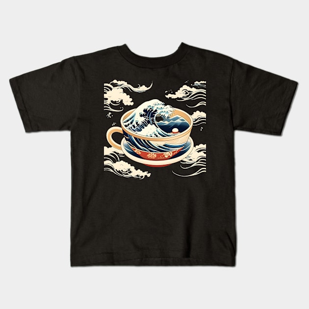 the great wave of caffeine Kids T-Shirt by CAFFEIN